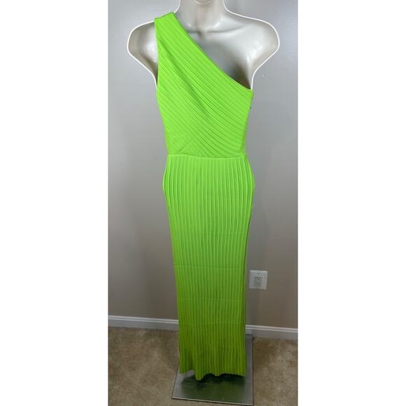 Solace London Adira One Shoulder Pleated Green Maxi Dress Size 0 - Picture 7 of 9